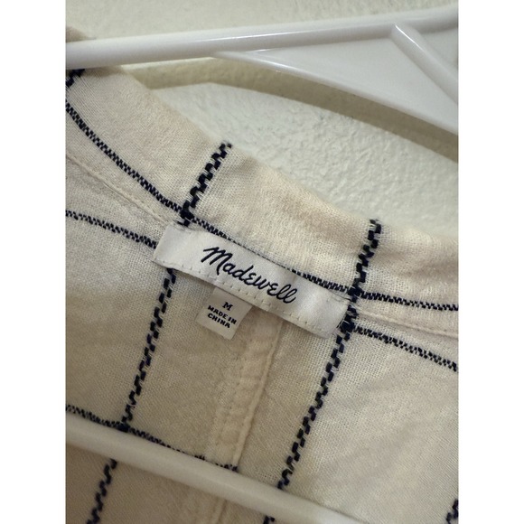 Madewell‎ Windowpane Linen Blend Resort Cropped Shirt Women's Size M - Picture 2 of 4